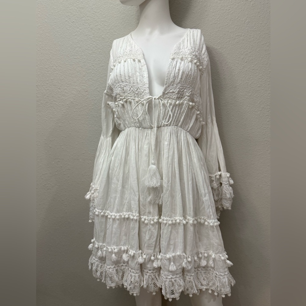 Antica Santoria by Giacomo Cinque White Bohemian Short Dress Fits S - Picture 2 of 4